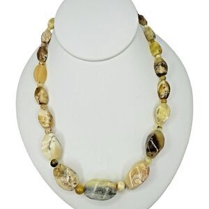 Jay King DTR 925 Sterling Silver Speckled Yellow Agate Necklace 21.5" Adjustable